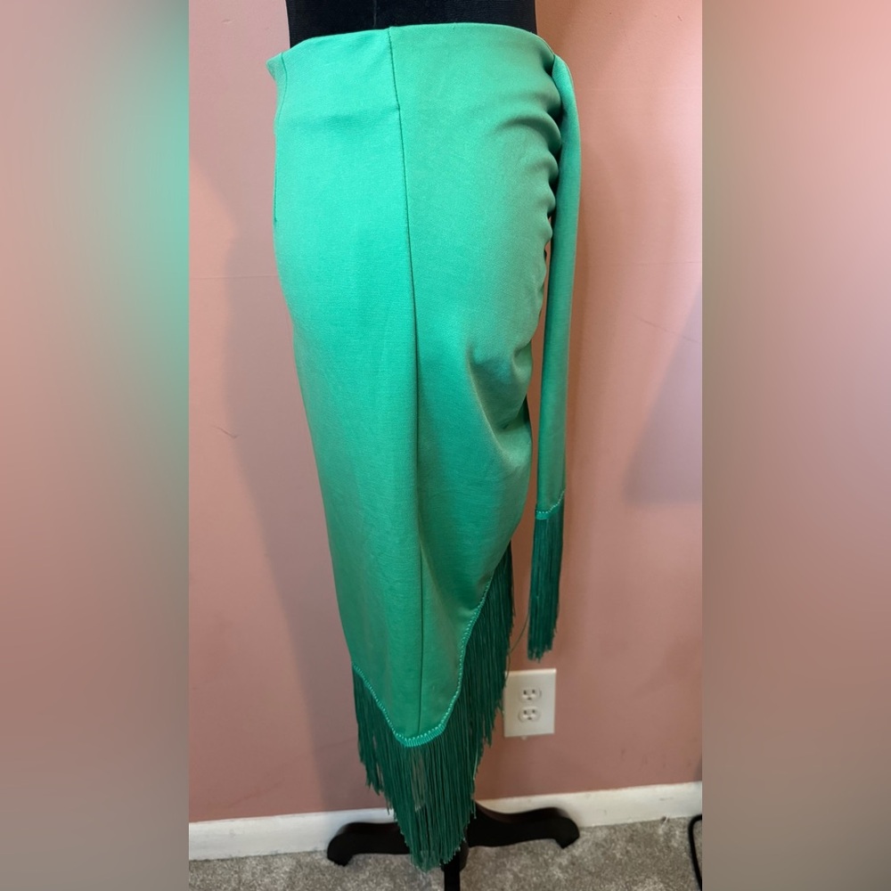 Green Fringe Skirt - Picture 2 of 5